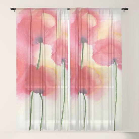 Red Poppies In Watercolor Loose Wash Negative Painting Sheer