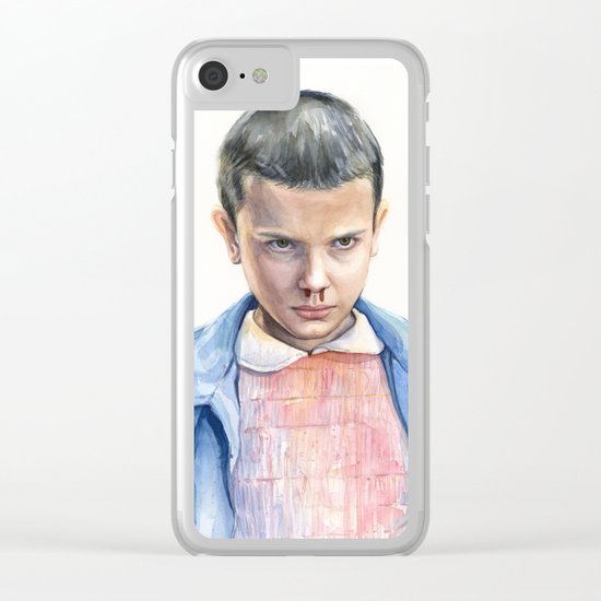 Eleven Stranger Things Watercolor Portrait Clear iPhone Case