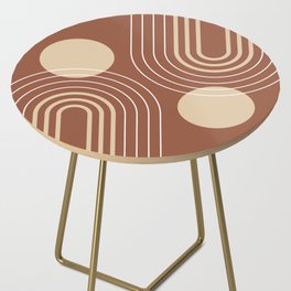 Mid Century Modern Geometric 142 in Terracotta Beige (Rainbow and Sun Abstraction) Side Table