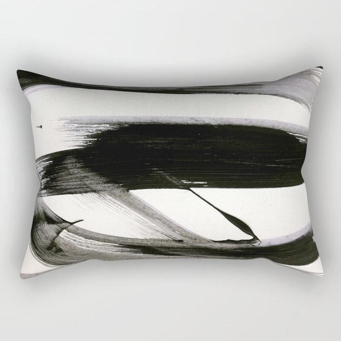 Brushstroke 9: a bold, minimal, black and white abstract piece Rectangular Pillow