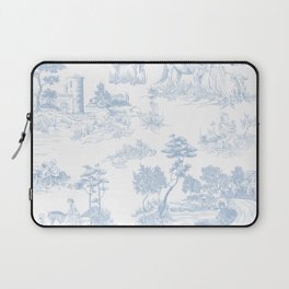 Toile de Jouy Vintage French Soft Baby Blue White Pastoral Pattern Laptop Sleeve