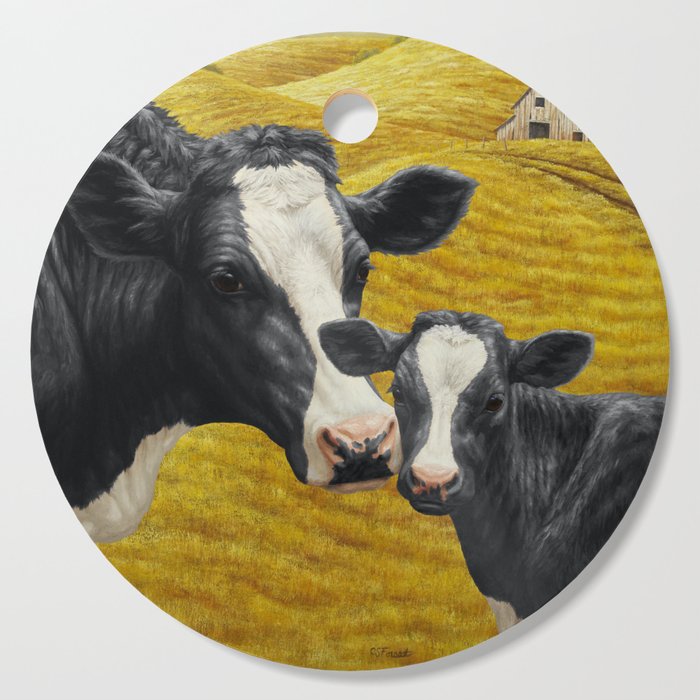 Holstein Cow and Cute Calf Cutting Board