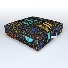 Colorful  Ancient Egyptian hieroglyphic pattern Outdoor Floor Cushion