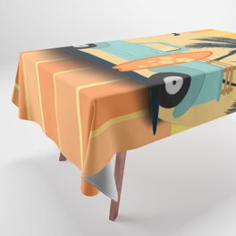 Retro Surfer Pick-up Truck Summer Palm Tree Tablecloth