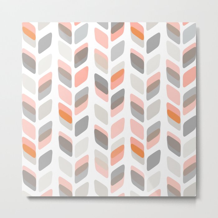 Modern Rectangle Print with Retro Abstract Leaf Pattern Metal Print