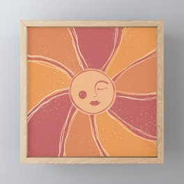 Retro Orange Mystic Sun Framed Mini Art Print