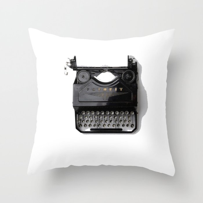 Typewriter (Black and White) Throw Pillow