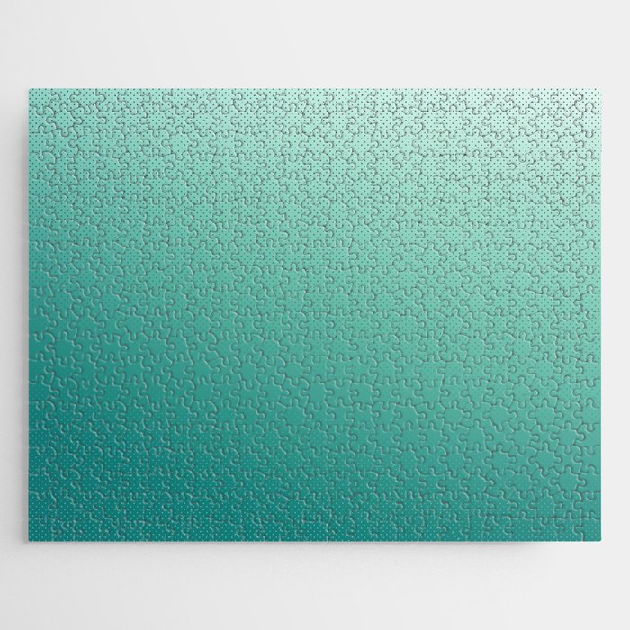 Mermaid Teal Ombre with Little Dots Jigsaw Puzzle