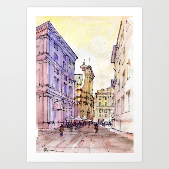 Scorcio di Piazza De Ferrari , Genoa Art Print