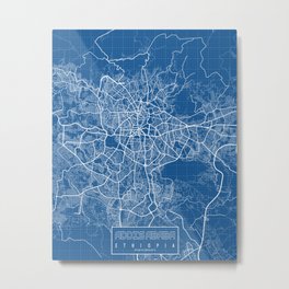 Addis Ababa, Ethiopia City Map - Blueprint Metal Print | Graphicdesign, Addisababa, Ethiopia, Ethiopian, Street, Line, Addisababamap, Map, Blueprint, Travel 