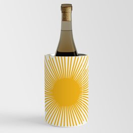 Mustard Yellow Retro Sun on Off White Wine Chiller