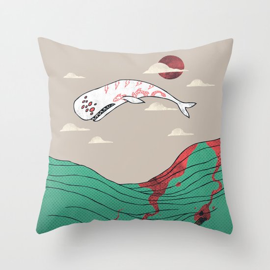 White Whale Throw Pillow