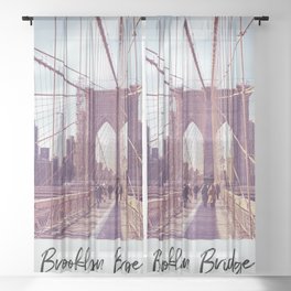 Brooklyn Bridge Vintage Style Photo Sheer Curtain
