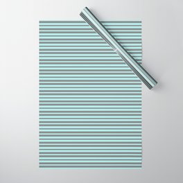 [ Thumbnail: Turquoise and Gray Colored Pattern of Stripes Wrapping Paper ]