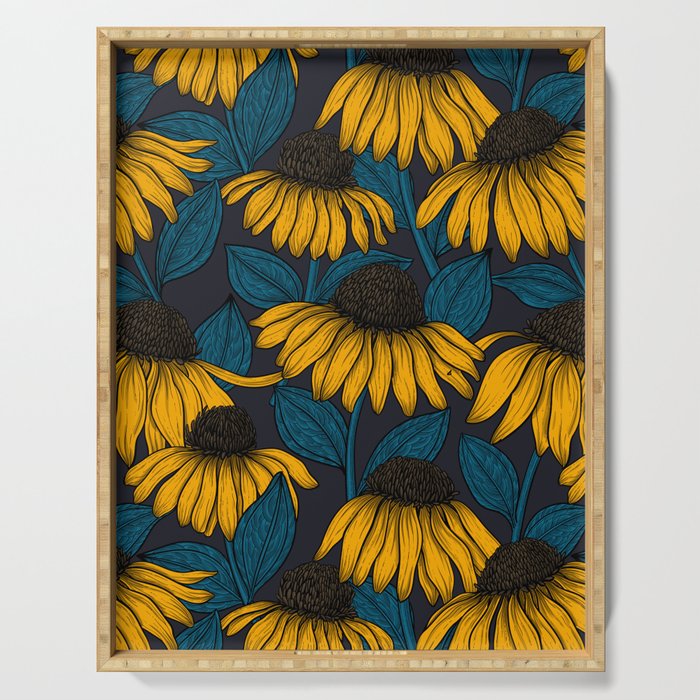 Yellow coneflowers Serving Tray