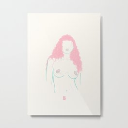 PinkGirl Metal Print | Curated, Line, Girl, Color, Woman, Natural, Pink, Digital, Drawing, Stretchmarks 