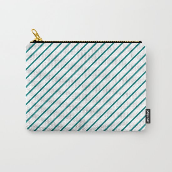 Diagonal Lines (Teal/White) Carry-All Pouch