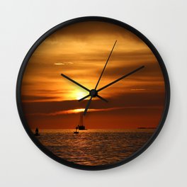 Beautiful Sunset over the sea  Dusk Water, Florida Wall Clock | Horizon, Beach, Dusk, Wave, Boat, Cloud, Sea, Nature, Sun, Sunrise 