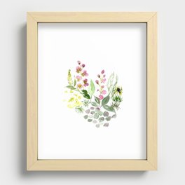 Stock and Hydrangeas Meadow - Loose watercolor Recessed Framed Print