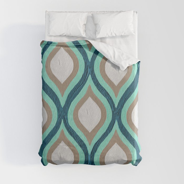 Optical Waves – Teal & Turquoise Duvet Cover
