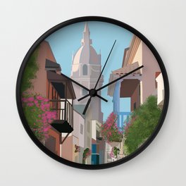 Cartagena colombia travel poster Wall Clock