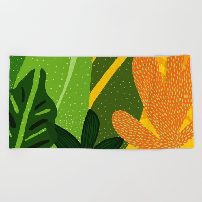 Rainforest Plants Abstract Beach Towel