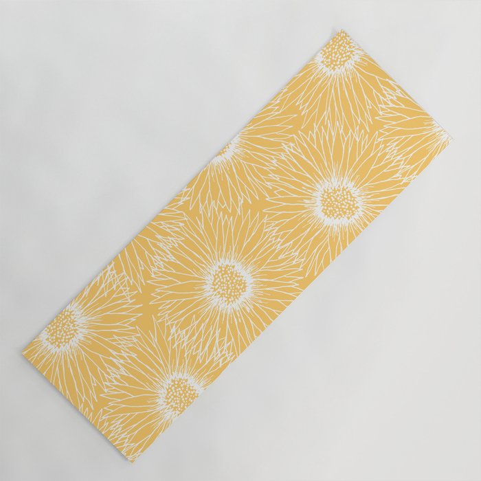 Yellow Sunflowers Line Art Yoga Mat