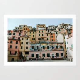 Cinque Terre, pastel dream houses | Mediterranean Coast, Italy | Colorful travel photography in Europe | Horizontal art print Art Print