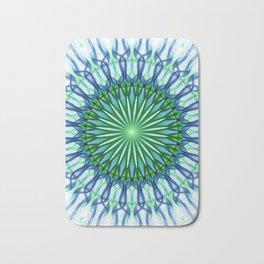 White , green and blue mandala Bath Mat