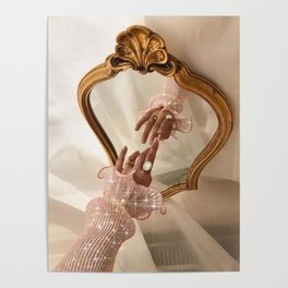 AESTHETICS | Parisian | collage | vintage | retro | pink | pastel | 70s | France | fashion | beige Poster
