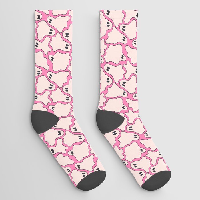 Pink Ghost Party Pop Art  Socks