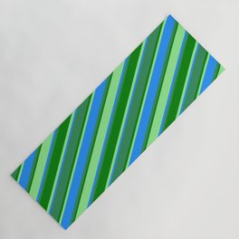 [ Thumbnail: Light Green, Blue, Sea Green, and Green Colored Stripes Pattern Yoga Mat ]