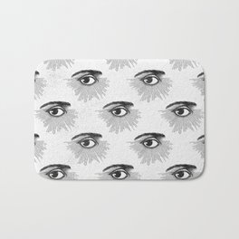 Seeing Stars by Nature Magick Bath Mat | Space, People, Trippy, Eyes, Eye, Digital, Ink, Curated, Black and White, Drawing 
