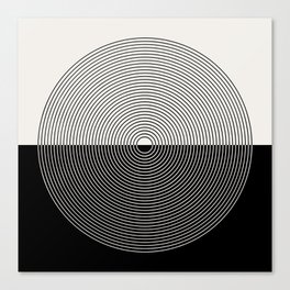 Circular Lines III Black & White Canvas Print
