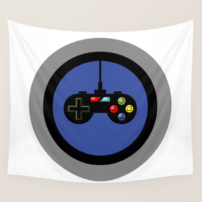 Game Controller In Blue Target Wall Tapestry By Davidasmithart