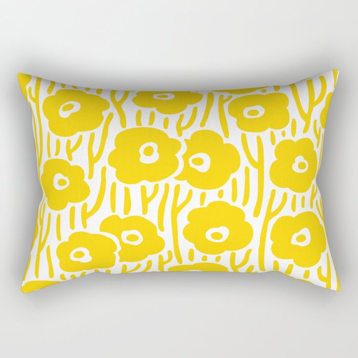Wild Flowers Yellow Rectangular Pillow