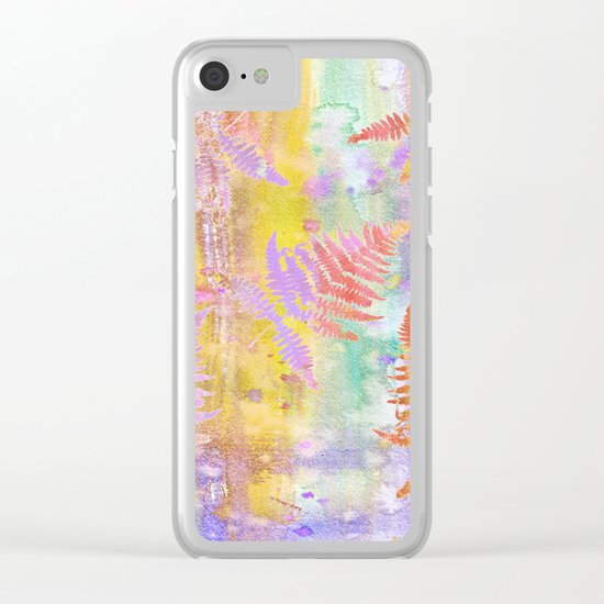 Colorful Fern Leaves W Clear iPhone Case