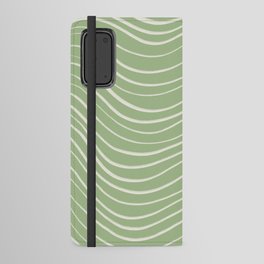 Sage Green Minimal Wave Lines Android Wallet Case