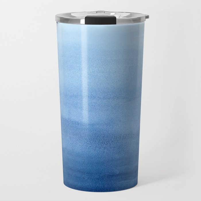 Blue Watercolor Ombré Travel Mug