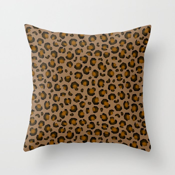 Geometric leopard print dark Throw Pillow