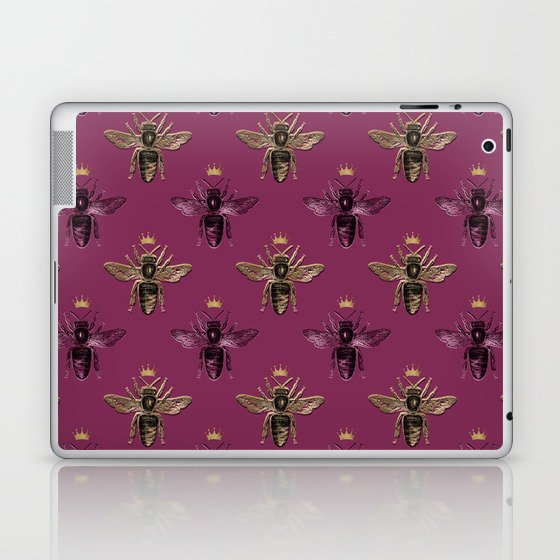 Burgundy Bees Pattern Laptop & iPad Skin