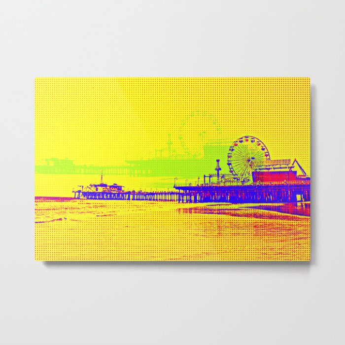 Yellow Pop Art Santa Monica Pier Metal Print by Christine aka stine1 