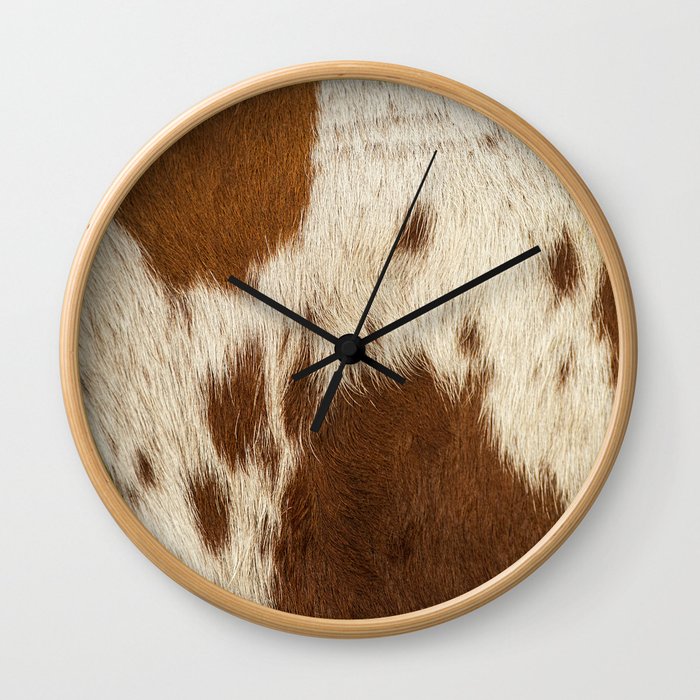 Pattern of a Longhorn bull cowhide. Wall Clock
