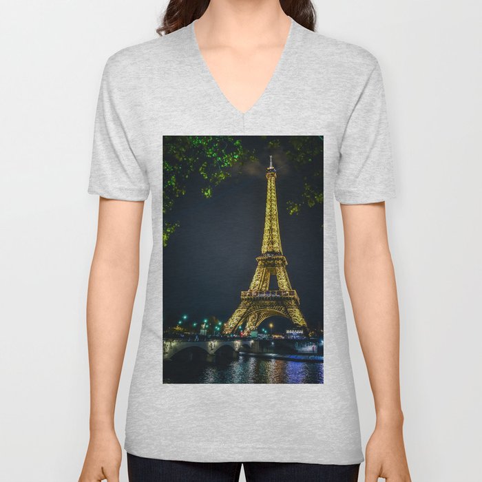 Eiffel Tower, Paris, France V Neck T Shirt