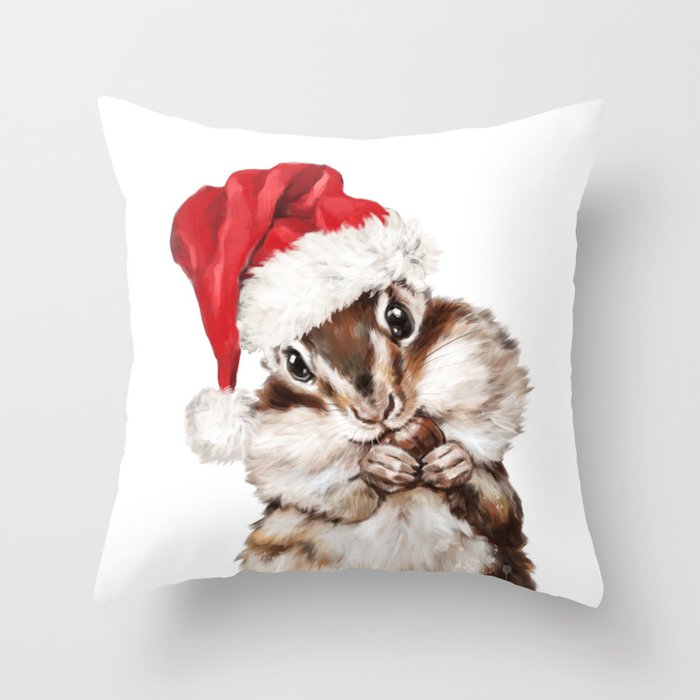Christmas Squirrel Throw Pillow