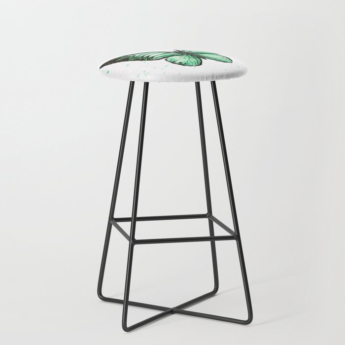 Green Butterfly Watercolor Bar Stool