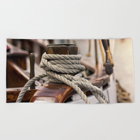 linen rope from the old ship Beach Towel