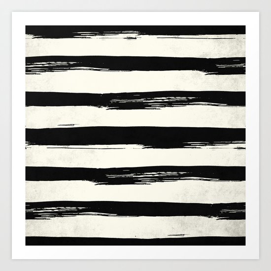 Tribal Paint Stripes Black and Cream Art Print