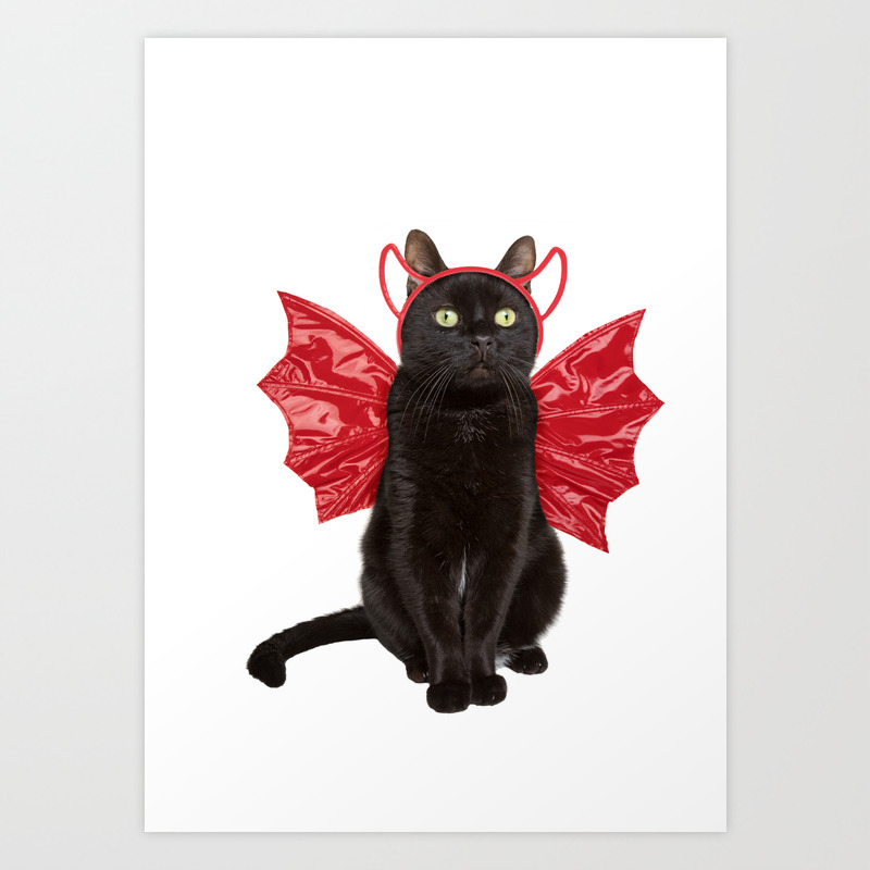 Black Cat In A Devil Costume Art Print By Sdominick Society6