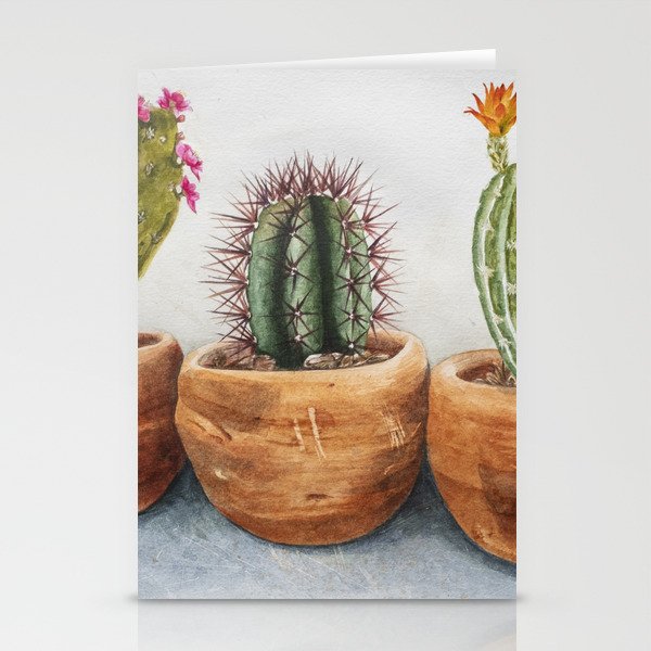 Three Cacti in Pots Stationery Cards